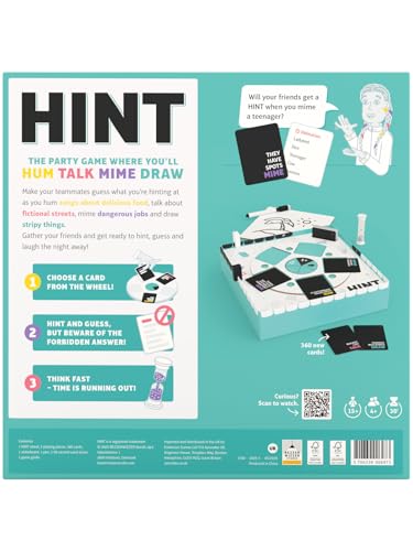 Asmodee HINT Family Party Game | Ages 15+ | 4-1 Players | Draw, Hum, Talk or Mime