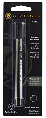 Cross Kugelschreiber-Mine – mittlere schwarze Tinte (8513-2), 2 pro Karte 1