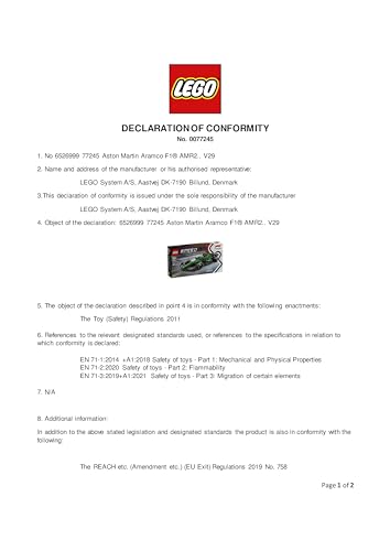 LEGO Speed Champions Aston Martin Aramco F1 AMR24 Race Car Toy - Building Set with Driver Minifigure for Ages 10+ 21