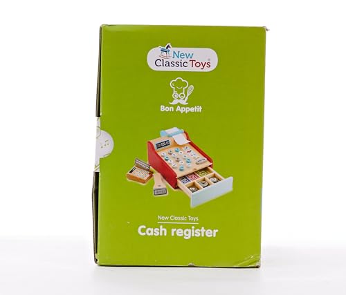 New Classic Toys Bon Appetit Wooden Cash Register Set Pretend Play Toy for Kids 3 Years and Up 17