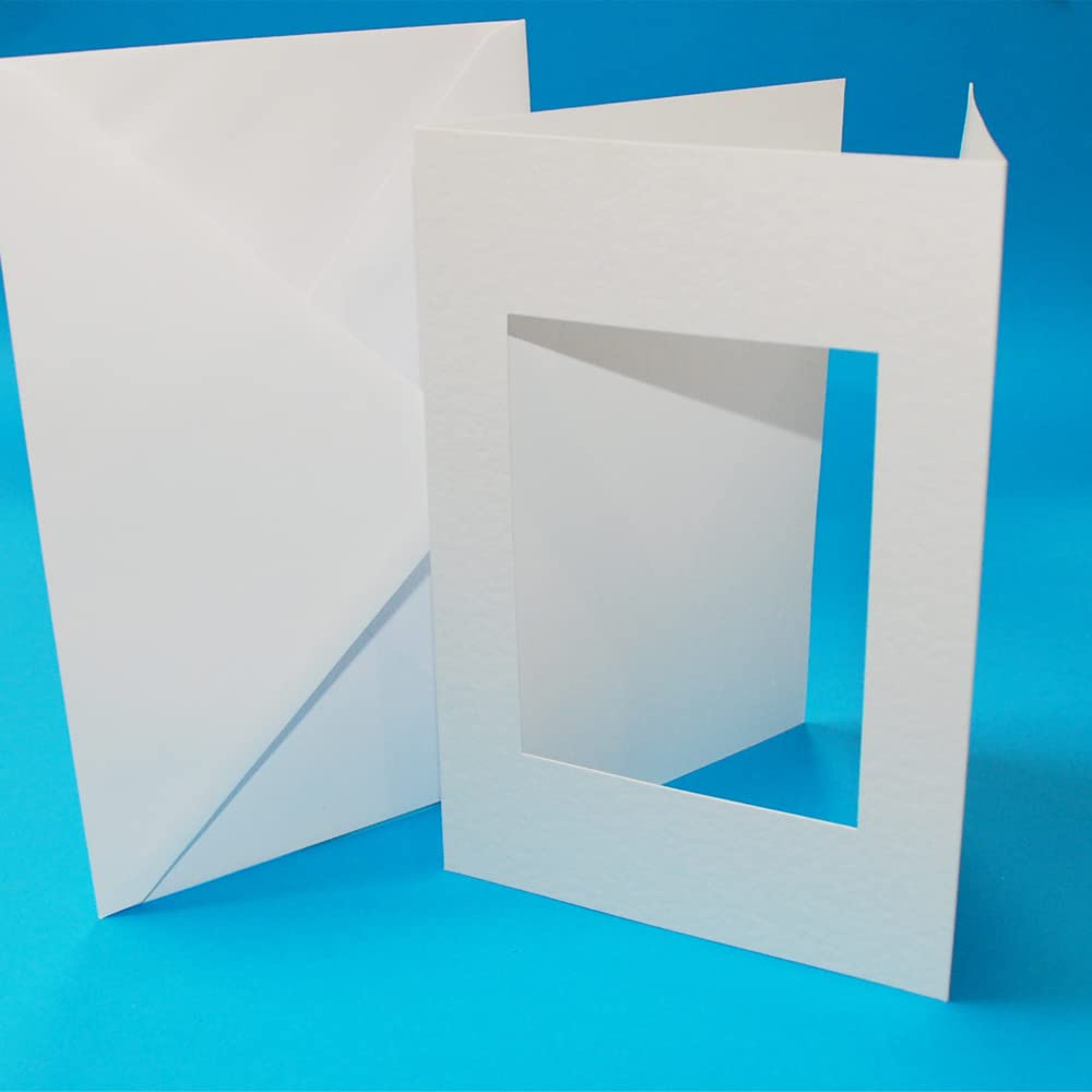 Craft UK A5 White 3 Fold Rectangle Aperture Cards & Envelopes | 10 Pack | Paper 1