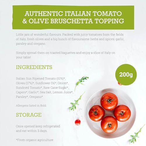Mr Organic Tomato & Olive Bruschetta Topping 200g - Organic Italian Condiment 4