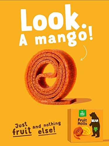 BEAR Mango Yoyos Fruit Rolls - 100% Real Fruit Snacks with Collectible Fact Cards (18 x 20 g)
