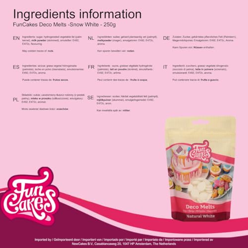 FunCakes - Deco Melts Natural White No E171, AZO Free, 250 g 8