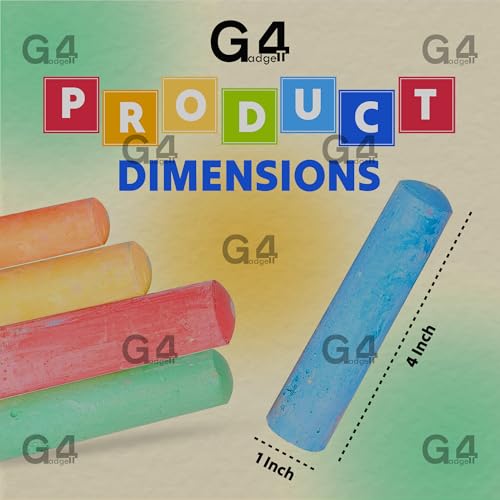 G4GADGET 10 Jumbo Chalks for Kids - Giant Chunky Outdoor Pavement Chalk Set for Ages 3+ 6