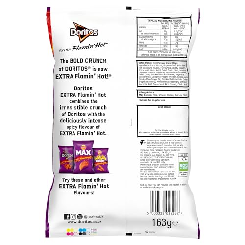 Doritos Extra Flamin' Hot Sharing Bag Crisps 163g 5