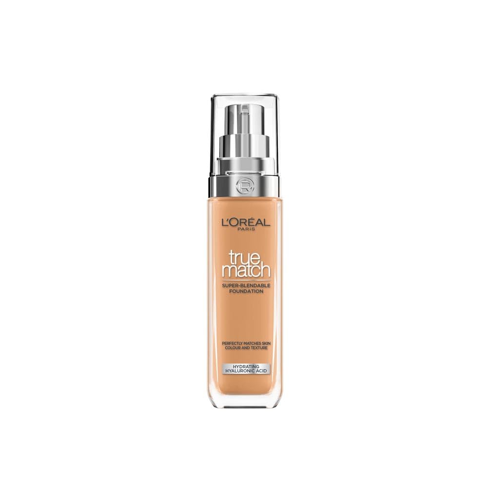 L'Oréal Paris True Match Liquid Foundation (30ml) - Skincare-Infused with Hyaluronic Acid, SPF 16, 46 Shades, 7.C Rose Amber