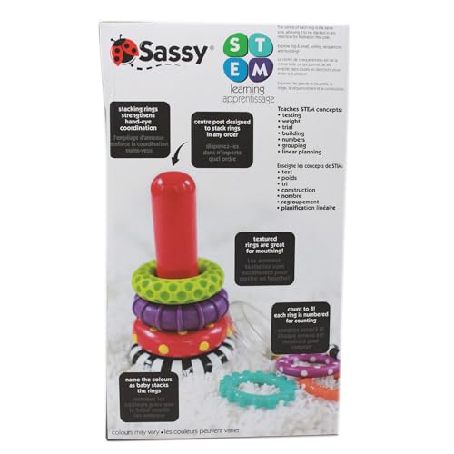Sassy Stacks of Circles Stacking Toy - 9 Pieces for Ages 6m+ | Fine Motor Skill Development 3