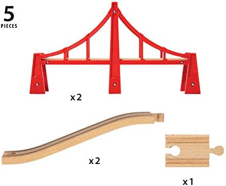 BRIO World Double Suspension Train Bridge - Wooden Train Set Accessory for Kids 3+ 3