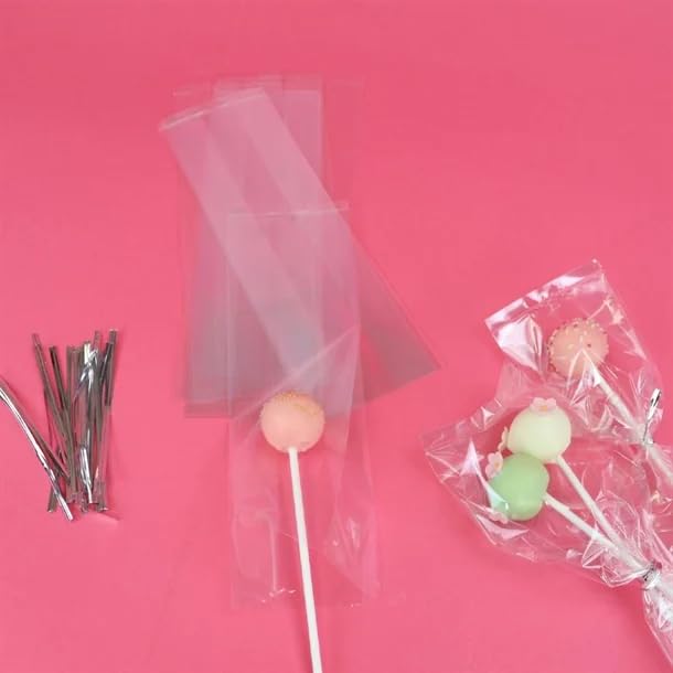 PME Cake Pop Bags with Silver Ties - 25 Pack, 254 x 76mm (10 x 3 in) 4