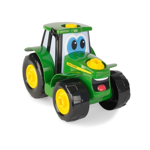 BUILD-A-BUDDY John Deere Build A Johnny Tractor - 16 Piece Building Toy | Motorised Drill | Ages 18 Months+