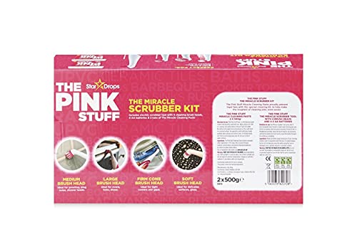 The Pink Stuff - Sonic Scrubber Kit with Miracle Cleaning Paste Cleaning Tool Set (2 x Paste Tubs + 4 Brush Heads)