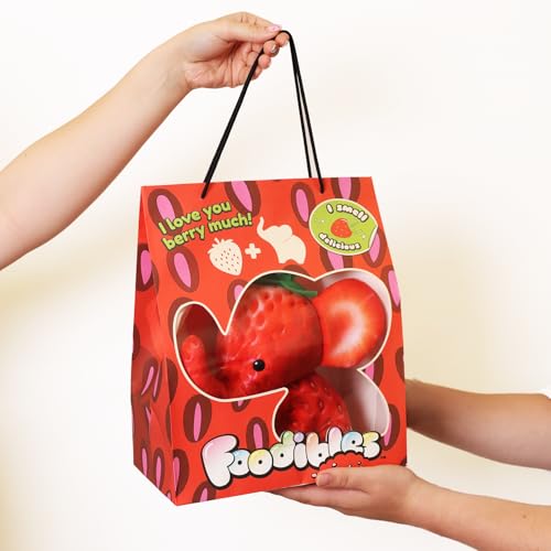 FOODIBLES Strawberry Elephant Plush Toy - Scented Fruity Stuffed Animal, 20cm 8