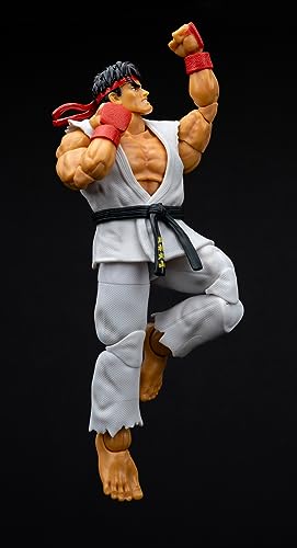 Jada Street Fighter II Ryu Action Figure - 15 cm Articulated Collectible with Interchangeable Hands, Head & Hadoken Accessory 8