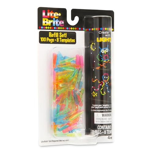 Lite Brite Peg & Template Refill Pack | Light Up Drawing Board with 100 Pegs & 8 Templates 9