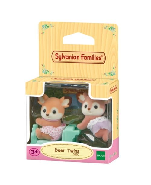 EPOCH Sylvanian Families Deer Twins 5800 with Pushcar | Ages 3+ | Colourful PVC Figures