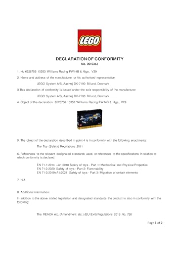 LEGO Icons Williams Racing FW14B & Nigel Mansell F1 Car Model Set - 799-Piece Building Kit for Adults 14