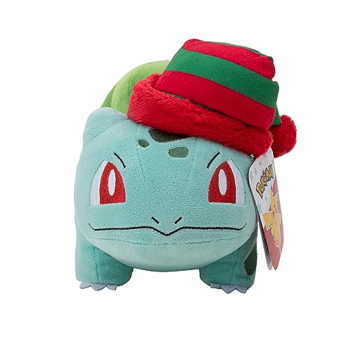 Pokémon Seasonal Plush - Bulbasaur with Striped Hat 8-Inch Plush for Pokémon Fans (PKW3377)