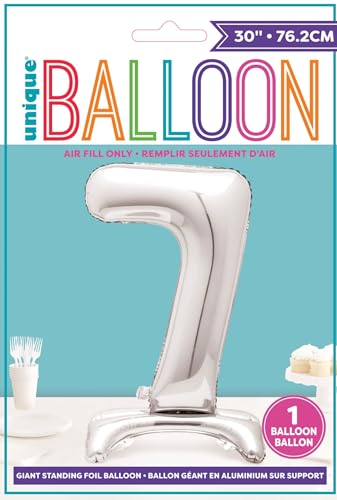 Majestic Silver Number 7 Foil Balloon - 76cm Standalone Party Decor for Milestone Celebrations 4