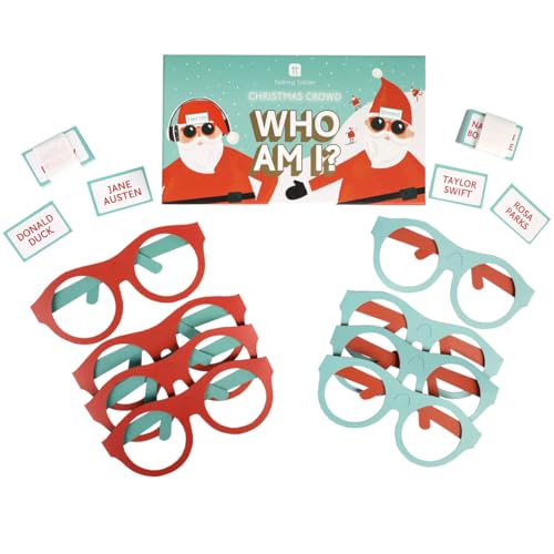Talking Tables Who Am I? Christmas Quiz Game | Ages 7+ | 2+ Players | Includes 80 Cards & 8 Glasses