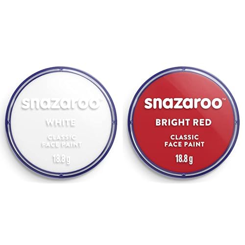 Snazaroo England Flag Face Paint Set, White + Bright Red, 2 x 18.8g