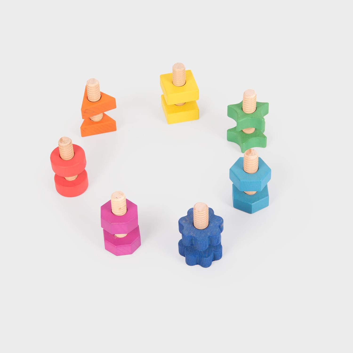 TickiT Rainbow Wooden Nuts & Bolts Pack - Educational Toddler Toy for Fine Motor Skills