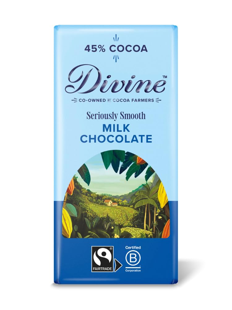 Divine 45% Cocoa Smooth Milk Chocolate Bar | 90g | Fairtrade Certified