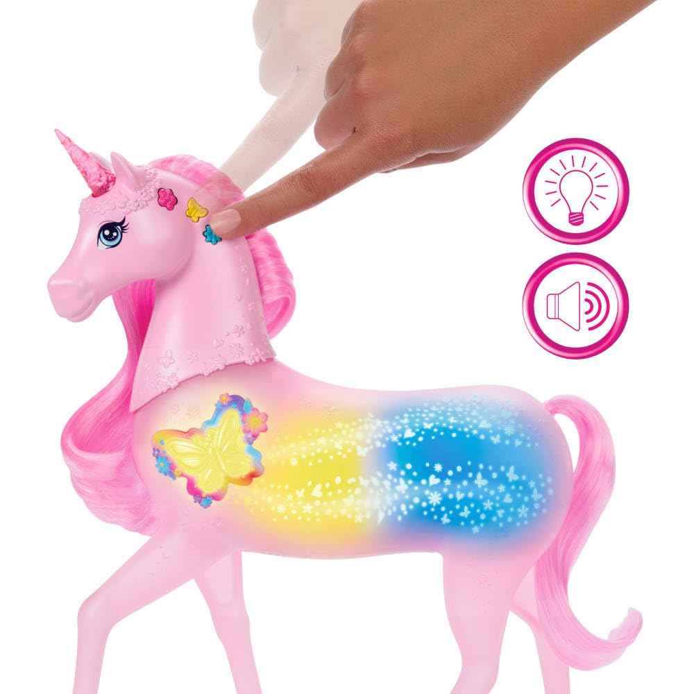 Barbie Sparkle Lights Toy Unicorn - Interactive Light & Sound Play for Kids 3+