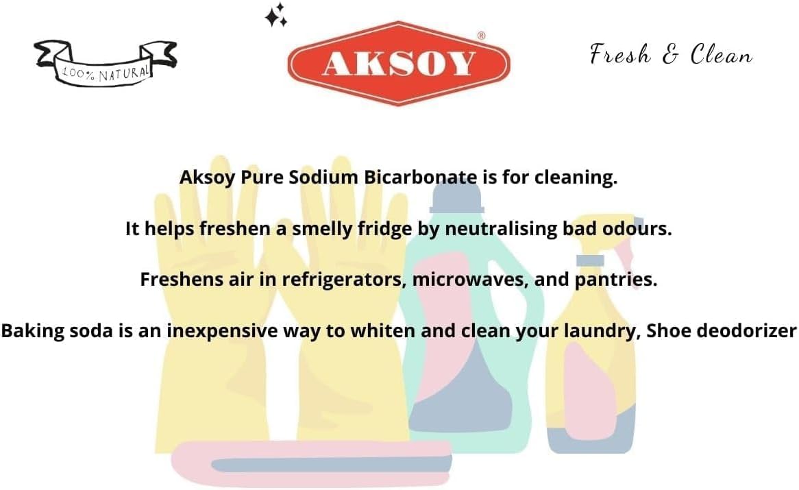 Aksoy - Pure Baking Soda 1KG | Sodium Bicarbonate Powder for Baking & Cleaning