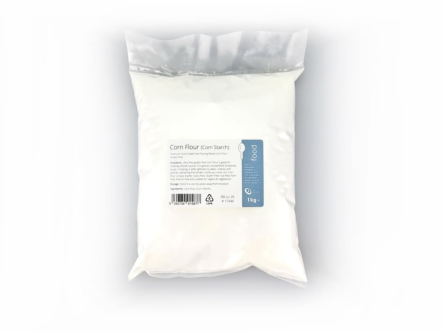 Intralabs Maize Cornflour 1kg - Ultra-Fine Gluten-Free Thickening Powder