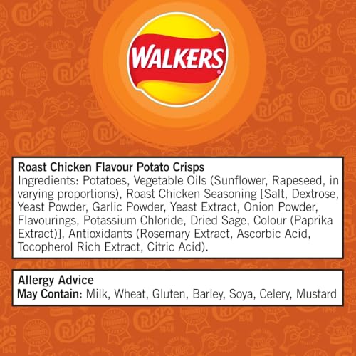 Walkers Roast Chicken Crisps Multipack 6x25g 6