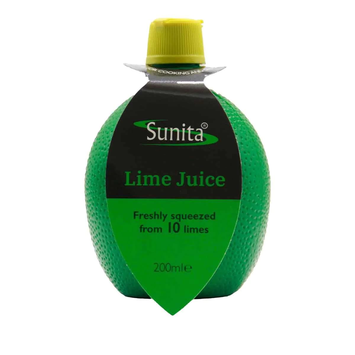 Sunita Lime Juice - Freshly Squeezed from 10 Mexican or Brazilian Limes - 200ml Squeezy Bottle