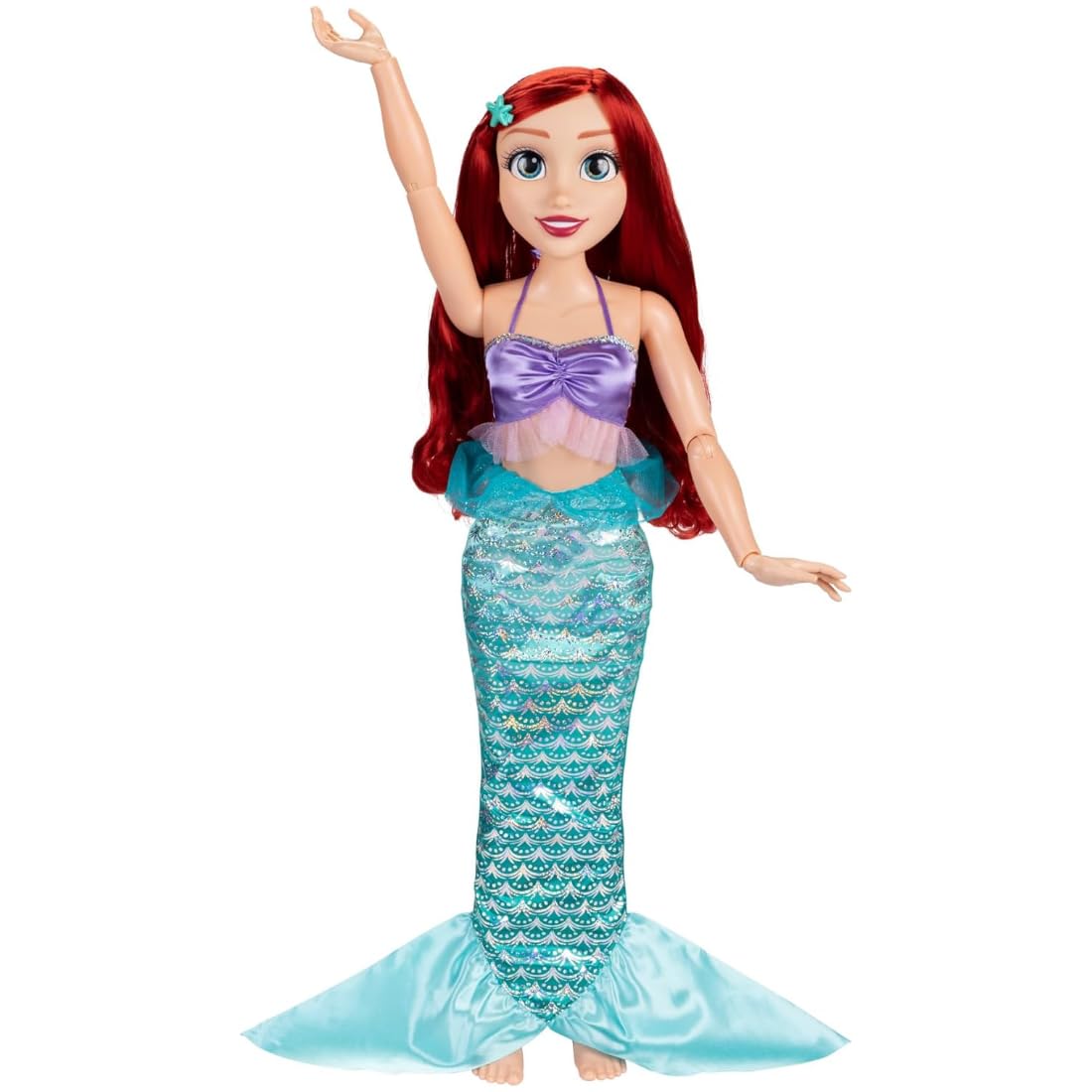 Disney Princess Ariel Playdate Doll by Jakks Pacific - 32-Inch Tall | Fully Poseable | Includes Accessories