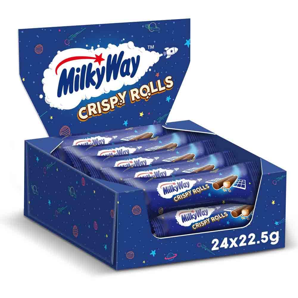 Milky Way Crispy Rolls, Milk Chocolate Biscuit Snack Bar, 24 x 22.5 g