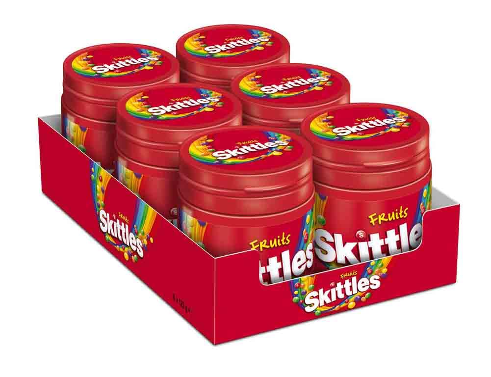 Skittles Fruits Chewy Sweets Bulk Box - 7 Bottles of 125g Each, Vegan Candy for Parties