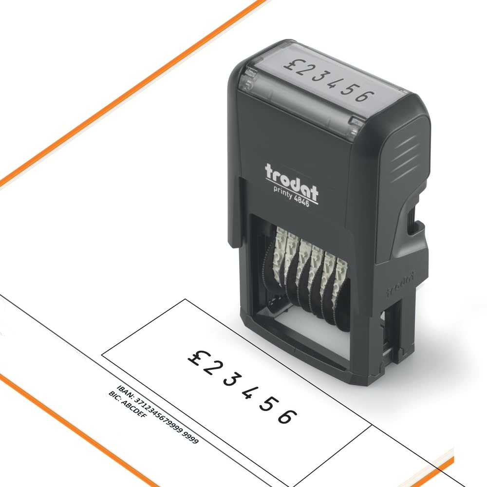 Trodat Printy 4846 Number Stamp - 6 Bands, Black Ink, Impression Size 27mm x 4mm 3