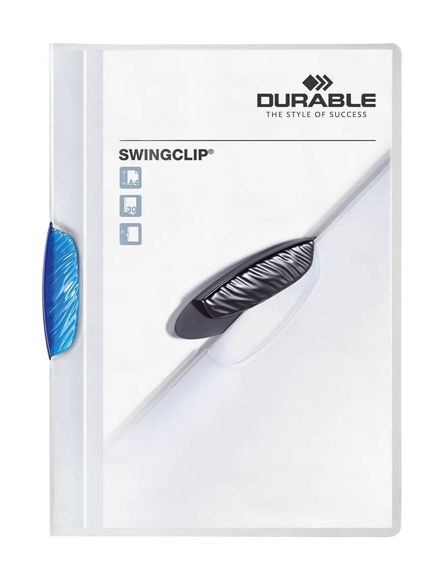 Durable SWINGCLIP® - 5 Pack A4 Clip Folders | Holds 30 Sheets | Transparent with Multicolor Clips 6