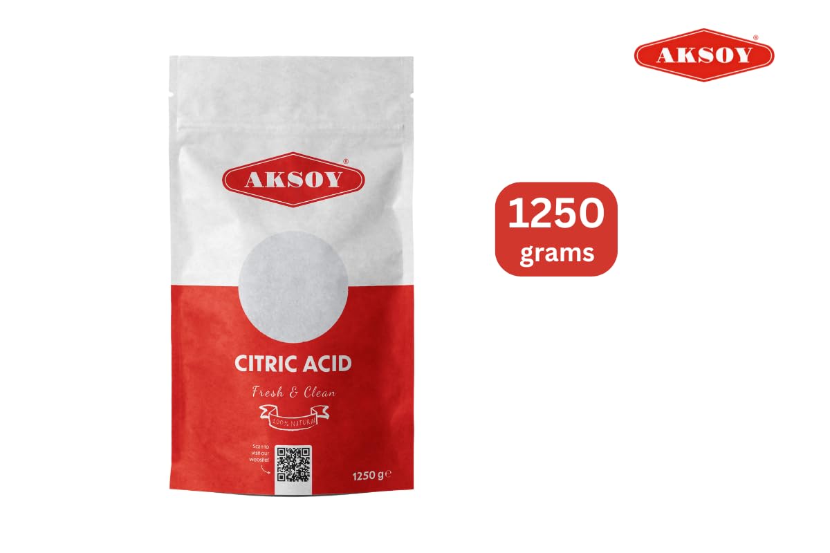 Aksoy - Citric Acid Food Grade 1.25kg | Non-GMO, Anhydrous, for Cooking, Cleaning, Canning & Bath Bombs