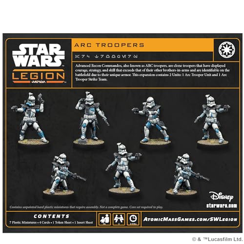 Asmodee Star Wars Legion: ARC Troopers Unit Expansion | Hard Plastic Miniatures | Galactic Republic 2