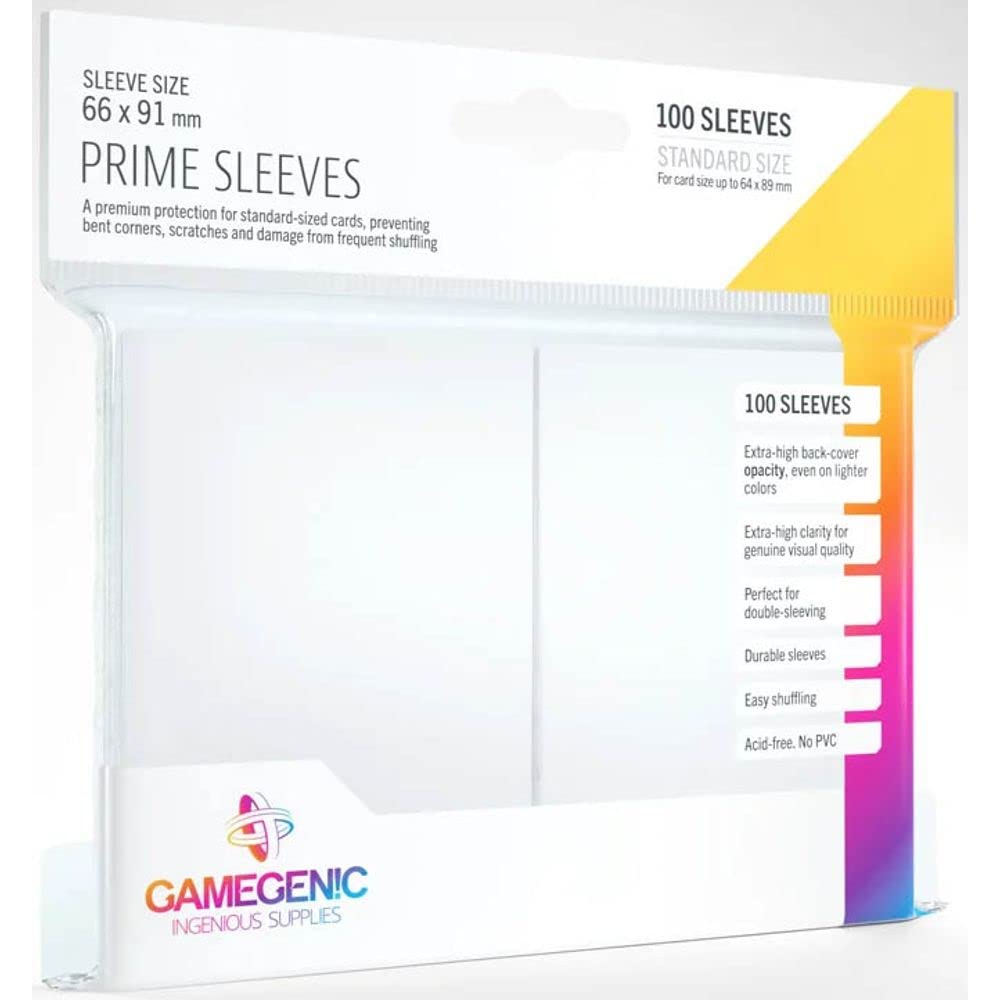 Gamegenic Prime Sleeves (100-Pack) - White Card Protection for TCGs
