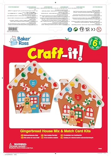 Baker Ross FE939 Gingerbread House Card Craft Kit - Pack of 6, No Glue Required 11
