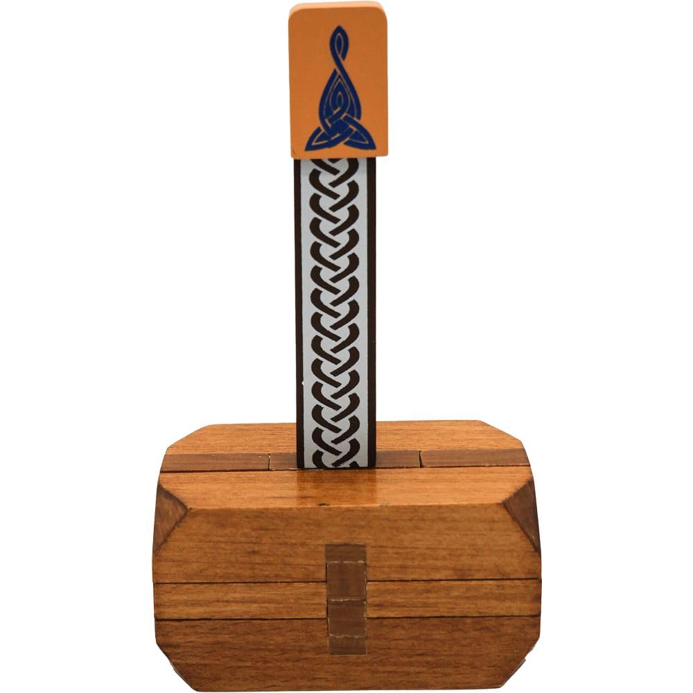 Thor's Hammer Wooden Brain Teaser Puzzle by Project Genius - Norse Mythology Puzzle for Ages 8+