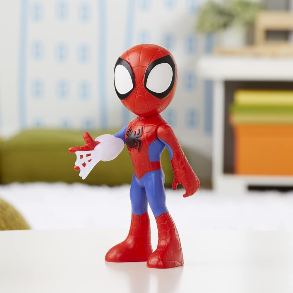 Hasbro Marvel Spidey and His Amazing Friends Supersized Spidey Action Figure - 9 Inch Poseable Toy with Web Accessory