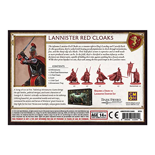 CMON A Song of Ice and Fire Tabletop Miniatures Game Lannister Red Cloaks Unit Box - 2+ Player Strategy Game (SIF211)