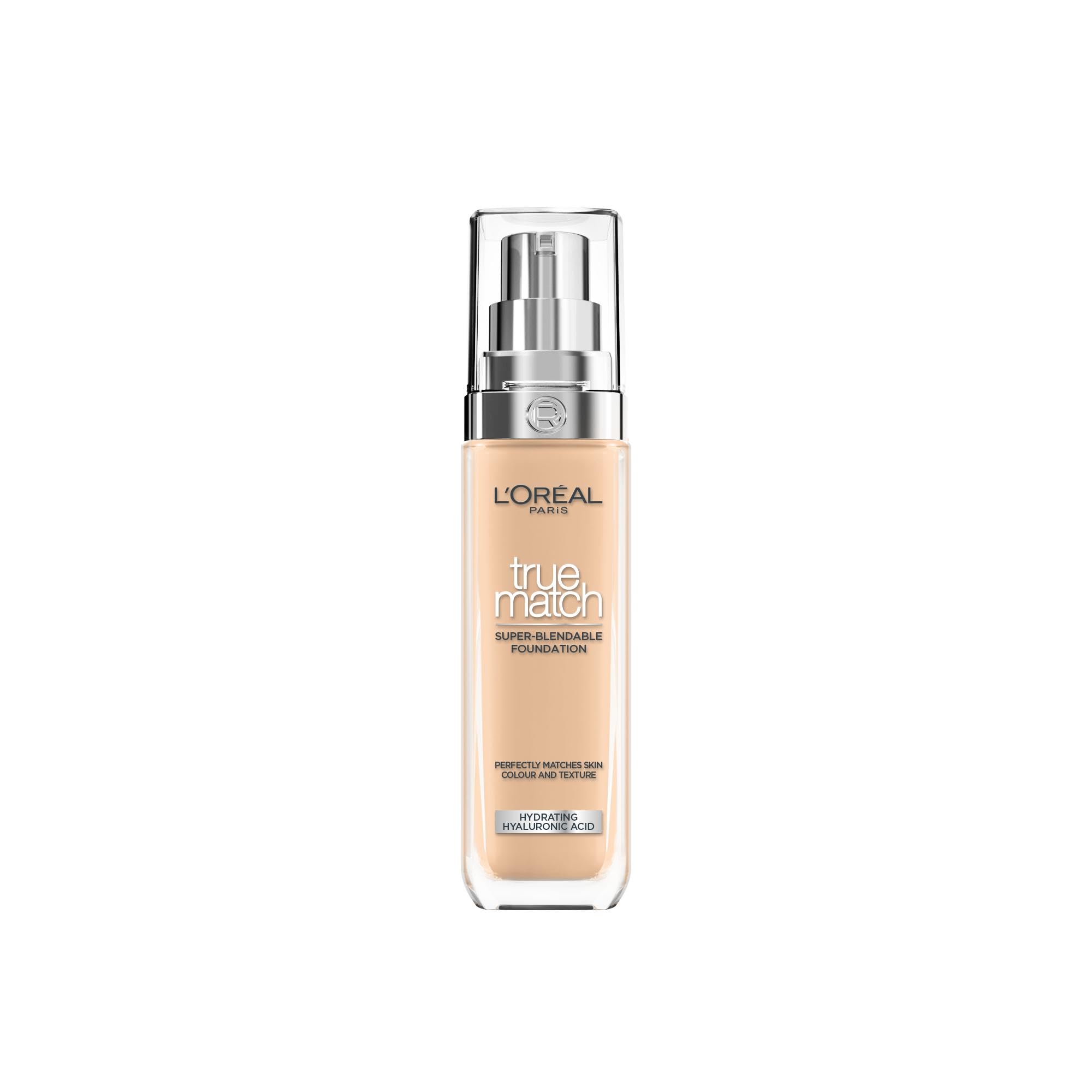 L'Oréal Paris True Match Hydrating Liquid Foundation - Skincare Infused with Hyaluronic Acid, SPF 16, 3N Creamy Beige, 30 ml