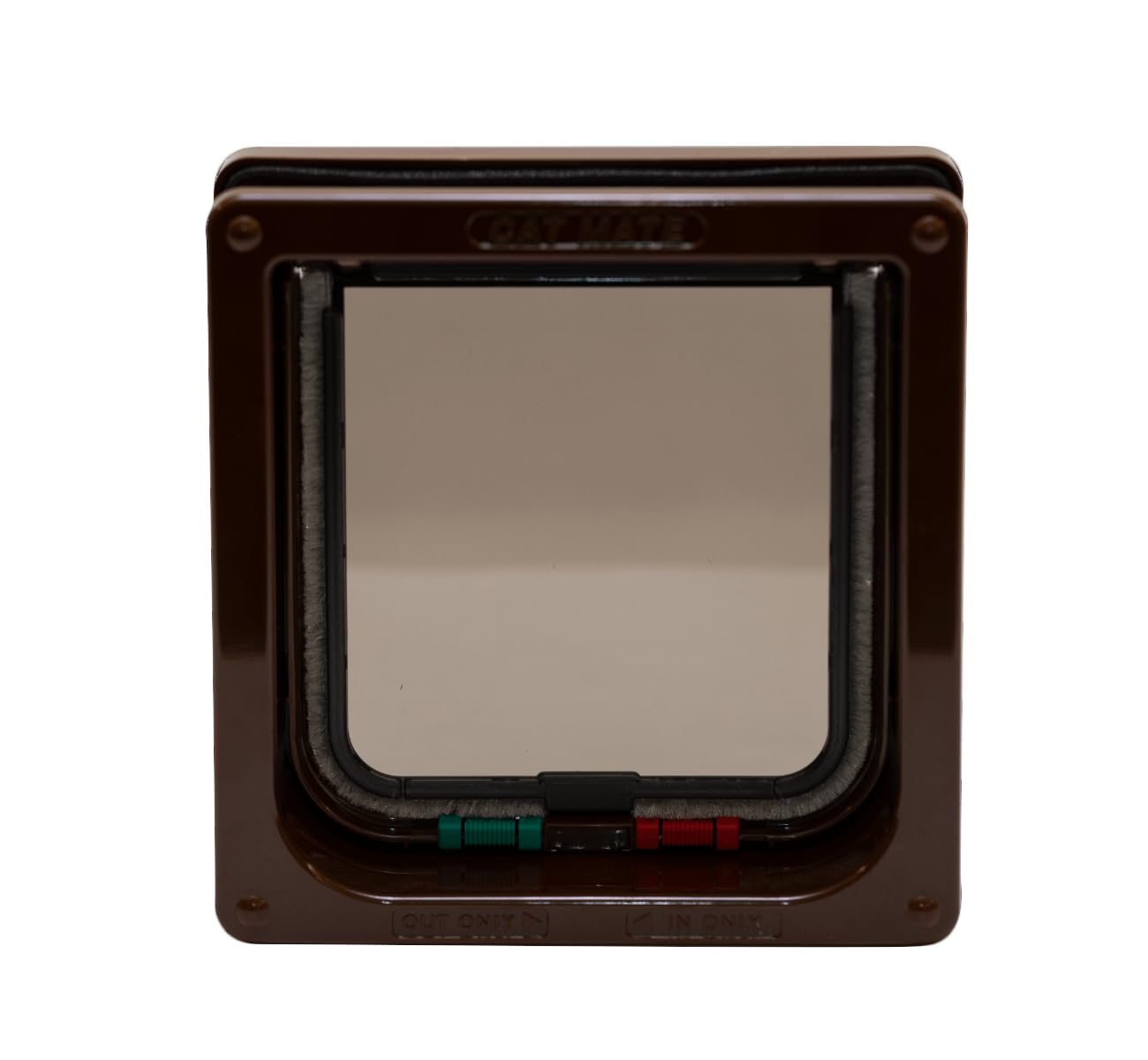 Cat Mate 4 Way Locking Cat Flap - Brown | Up to 50mm Door Thickness | Weather Resistant