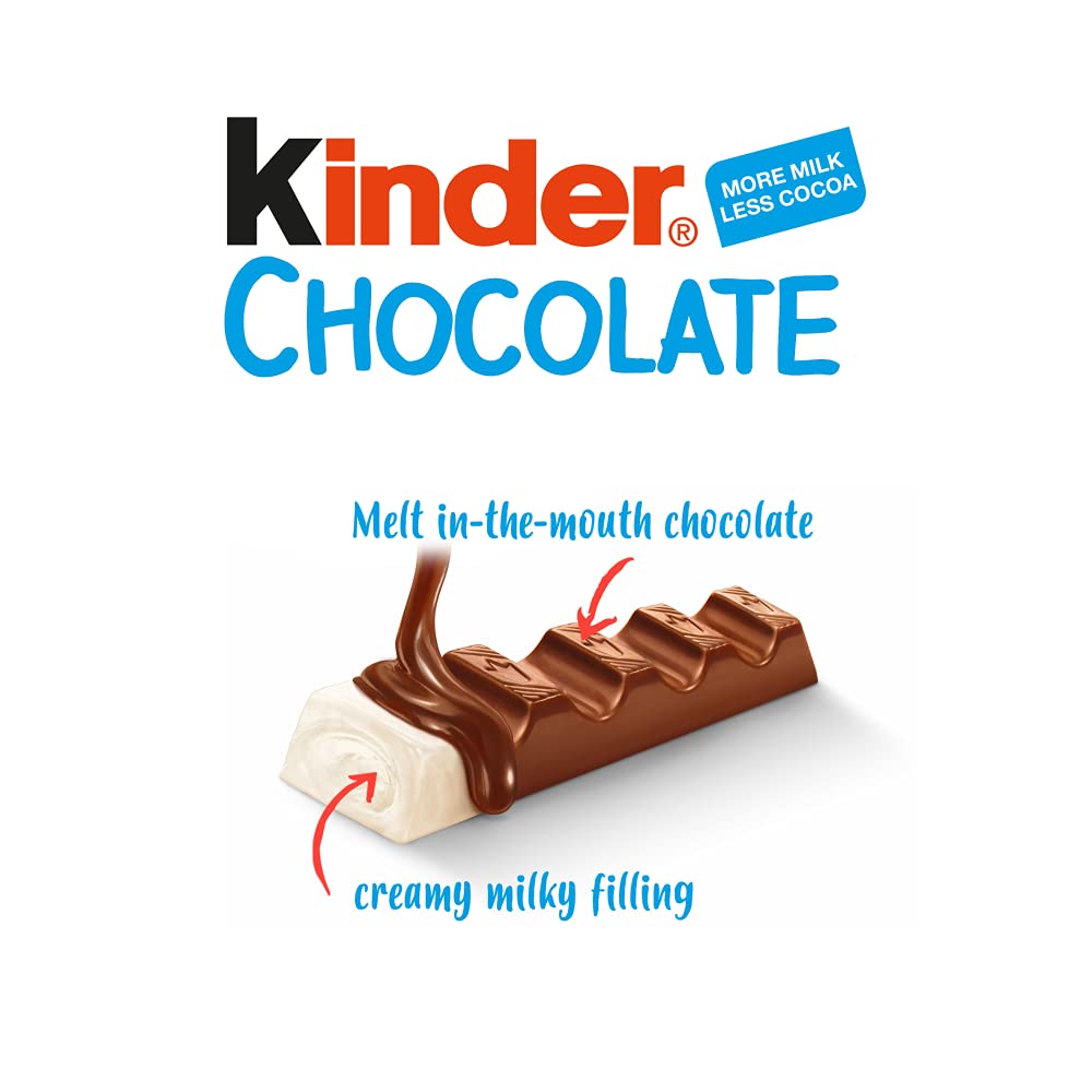 Kinder Milky Chocolate Medium Bars 42g (2 x 21g) - Milk Chocolate with More Milk Less Cocoa