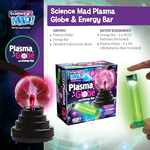 Science Mad Plasma Globe & Energy Bar 2-in-1 Kit - Educational Science Toy for Kids 8+ 10