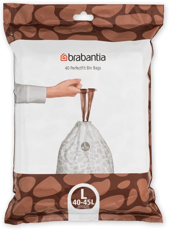 Brabantia - PerfectFit Bin Liners (Size L/40-45 Litre) Thick Plastic Trash Bags