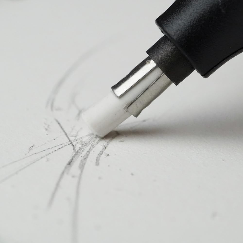Derwent Battery Operated Eraser Pen - Precision Erasing for Graphite, Color & Pastel Pencils | Black